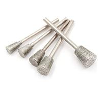 Abbigliamento di pietra, Set di 5 teste rettifica diamantate con gambo da 2,35 mm for intaglio pietre preziose Dremel diverse dimensioni(2.35x8mm)