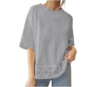 Abbigliamento Donna Elegante alla Moda Larghi Camicia Donna Manica Corta in Mussola Camicetta con Bottoni Tinta Unita Essentials Basic Top con Scollo a V per Lavoro Ufficio e Tutto Il Giorno