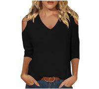 Abbigliamento Donna Elegante Maglietta Estiva da Donna a Maniche 3/4 T Shirt con Scollo a V Senza Spalline Top 2024 Abbigliamento Donna Estivo per L'Estate Camicetta da Donna alla Moda