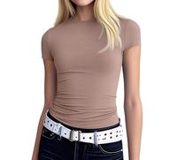 Abbigliamento Donna Estivo, Simpatica Curvy Elegante Oversize Fiori Estive Personalizzata Basic Comoda Stampa Grafica Taglie Forti Tinta Unita Manica Morta Bella Tshirt Donna,XL
