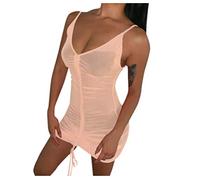 Abbigliamento Donna Sexy Aperto Reggiseno Aperto Dress Summer Mesh Beach Holiday Ladies Bod Ycon Womens Reggiseno Trasparente Davanti Intimoos Hot ITA Orange XXL