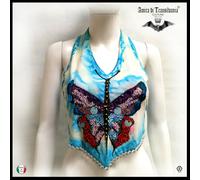 abbigliamento donna top estivo t-shirt maglietta alta moda harajuku farfalla set