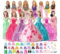 Abbigliamento e Accessori Compatibile con Abbigliamento Barbie Compreso 6 Abiti da Sposa 3 Abiti Moda 1 Top Pantaloni 1 Vetro 1 Cuffie 8 Tuta da toilette 10 paia di scarpe per bambole da 11,5 pollici