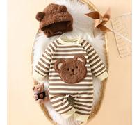 Abbigliamento esterno per neonati autunno/inverno, tutina neonato con simpatico orsetto, dalla nascita fino a 100 giorni 6-9M,0-1M,1-3M,3-6MPoliestere