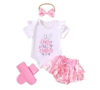 Abbigliamento Estivo per Ragazze,Completo Bambina Neonato Set Estate Vestiti Outfit Cotone e Lino Maglietta Pantaloncini di 2 Pezzi con Tuta da Ginnastica Completo Mare 6 Mesi-5 Anni