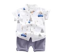 Abbigliamento Estivo per Ragazzi Completo Bambino Neonato Set Dinosauro Stampa 2pcs Vestiti Bimbo Completini e Coordinati Gentiluomo Top Cotone Elasticizzato Pantaloncini Tuta 1-8 anni Conforto garant