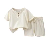 Abbigliamento Estivo per Ragazzi Set Bambini Estivi Pagliaccetto Maniche Corte con Bottoni Completivi da Bambino T-Shirt Ricamate Pantaloncini Tuta 1-8 Anni Conforto garantito Tutto Il Giorno