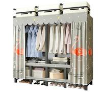 Abbigliamento In Metallo Indipendente Per Camera,Guardaroba Portatile Pieghevole Con Copertura,Appendiabiti Pieghevole E Porta,Appeso Cappotto Soluzioni Di Stoccaggio Ingresso(Gray,173cm/68in)