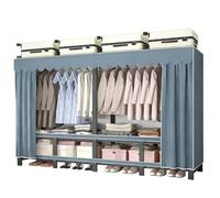 Abbigliamento In Metallo Indipendente Per Camera,Guardaroba Portatile Pieghevole Con Copertura,Appendiabiti Pieghevole E Porta,Appeso Cappotto Soluzioni Di Stoccaggio Ingresso(Blue,173cm/68in)