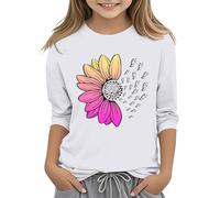 Abbigliamento italiano Donne e Ragazze Casual Tinta unita Girocollo Sette Polso T Shirt Top 3 13 anni Camicetta A Scacchi Ragazza 152, bianco, 3-4 Jahre