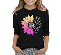 Abbigliamento italiano Donne e Ragazze Casual Tinta unita Girocollo Sette Polso T Shirt Top 3 13 anni Camicetta A Scacchi Ragazza 152, Nero , 3-4 Jahre