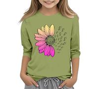 Abbigliamento italiano Donne e Ragazze Casual Tinta unita Girocollo Sette Polso T Shirt Top 3 13 anni Camicetta A Scacchi Ragazza 152, Verde menta, 12-13 Jahre