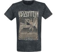 Led Zeppelin T Shirt Faded Falling Band Logo Nuovo Ufficiale Uomo Nero Size L
