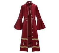Abbigliamento medievale da uomo abito da sacerdote cattolico vestito cristiano costume clero cassock vestito cattolico Halloween abiti catholic vestment ALB plissettato croce Robe, Colore: rosso, M