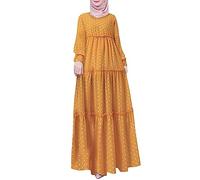 Abbigliamento Musulmano Donna Abbigliamento Preghiera Donna Musulmano Caftano Abaya Donna Dubai Ramadan Robe Medio Oriente Etnico Saudita Arabo Afghano Vestiti Islamici Arabi, 02# giallo, L