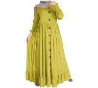 Abbigliamento musulmano Donna Abbigliamento Preghiera Donna Musulmano Caftano Abaya Dubai Ramadan Robe Medio Oriente Etnico Saudita Arabo Afghano Vestiti Islamici Arabi, 04# giallo, L