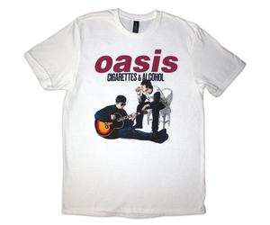 Abbigliamento Oasis: Oasis Unisex T-Shirt. Cigarettes & Alcohol Illustration (Wh