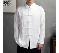 Abbigliamento per arti marziali da uomo, uniforme tradizionale cinese per tai Chi Wing Chun, per costume, leggera, a maniche lunghe, L-4XL (bianco, XL)