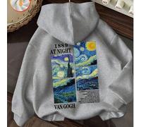 Abbigliamento per bambini, spesso e caldo, foderato in pile, per l'autunno e l'inverno. Questo modello in particolare presenta una stampa dell'opera "La Notte Stellata" di Van Gogh del 1889. Unisex, v