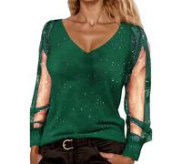 Abbigliamento per Capodanno, con brillantini, camicette da donna, elegante, sexy, a maniche lunghe, casual, per carnevale, taglie grandi, 101