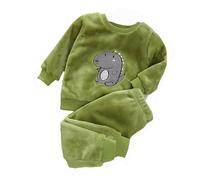 Abbigliamento per La Casa per Bambini Pigiama Bimbo Invernale Pigiama Dinosauro Bambino Pigiami Ragazzo Pigiama Cotone Caldo Bambino Pigiami Pesanti Bambino Pigiama Natalizio Bimba (Green, 3-4 Years)