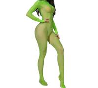 Abbigliamento Sexy Donne Sesso Moda Pizzo Lingerie Erotica Scavato Prospettiva Calze A Rete F6-Bright Green Taglia Unica