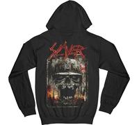Abbigliamento Slayer: Zipped Etched Skull (Back Print) (Felpa Con Cappuccio Unis
