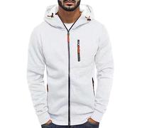 Abbigliamento Sportivo Blusa Superior de Otoño Invierno para Hombre, Abrigos superiores suaves sólidos informales delgados, Sudadera con Capucha de Manga Larga, Chaqueta Superior Felpa (White, XXXL)