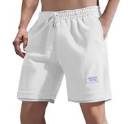 Abbigliamento sportivo casual da uomo a nido d'ape con coulisse elastico in vita stile coreano pantaloncini alla moda leggeri estivi da spiaggia pantaloncini da jogging, bianco, XXL