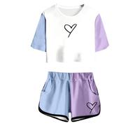 Abbigliamento Sportivo per Bambina,Body Estiva Neonato Vestiti Bambina Coordinati Top Cotone Elasticizzato Festa Casual T Shirt Manica Corta e Pantaloncini attività all'aperto