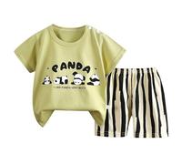 Abbigliamento Sportivo per Bambini,Coordinato Estivo Tuta Neonata Dinosauro Stampa 2pcs Vestiti Set T-Shirt e Pantaloncini Cotone Lino Maglietta di 2 Pezzi con da Ginnastica Ideale Come Regal