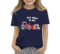 Abbigliamento trasparente da donna Colorful Eggs and Floral Design Soft T Shirt for Girls Comfort and Stylish Senza pancia T Shirts, Blu marino, 10-11Years