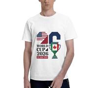 Abbigliamento Uomo per World Cup, Cotone Puro,Girocollo Maglietta A Maniche Corte con Elementi della Coppa del Mondo Maglietta Uomo Manica Corta per Campeggio All'Aperto,Barbecue,Bianco-M
