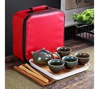 ABBNIA Set da tè in Ceramica da Viaggio, Una teiera, Quattro Tazze, Forno da Esterno, trasformazione Xishi, teiera Multicolore Kung Fu, Regalo di Design