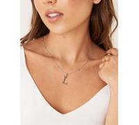 Abbott Lyon - Collana in acciaio inossidabile resistente all'acqua placcato argento con iniziale "L" No Size