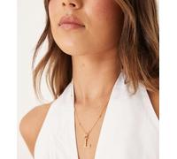 Abbott Lyon - Collana in acciaio inossidabile resistente all'acqua placcato oro 18 k con iniziale "L" No Size