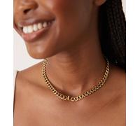 Abbott Lyon - Collarino spesso in acciaio inossidabile resistente all'acqua placcato oro 18 k con iniziale "L" No Size