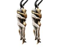 Abbraccia la collana con ciondolo eternità, collana con ciondolo abbracciante per coppie di moda, collana abbraccio per uomini e donne, collana in acciaio inossidabile La storia di due amanti (2PC)