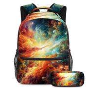 Abbraccia la stagione scolastica con questo set di 2 zaini, zaino per ragazzi, ragazze, adolescenti, la tua borsa da viaggio ideale, Red Galaxy, Multicolore, B：29.4x20x40cm P：19x7.5x3.8cm, Zaino