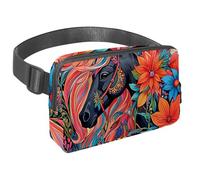 Abbraccia l'avventura con la nostra borsa a tracolla, perfetta per viaggi, corsa e attività all'aperto, cavallo da disegno a colori, Multicolore#01, 1.5x9.0x5.9in/4x23x15cm