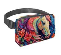 Abbraccia l'avventura con la nostra borsa a tracolla, perfetta per viaggi, corsa e attività all'aperto, cavallo da disegno a colori, Multicolore#02, 1.5x9.0x5.9in/4x23x15cm