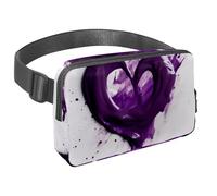Abbraccia l'avventura con la nostra borsa a tracolla, perfetta per viaggi, corsa e attività all'aperto, motivo a cuore viola, Multicolore#03, 1.5x9.0x5.9in/4x23x15cm