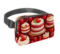 Abbraccia l'avventura con la nostra borsa a tracolla, perfetta per viaggi, corsa e attività all'aperto, motivo dessert rosso, Multicolore#02, 1.5x9.0x5.9in/4x23x15cm
