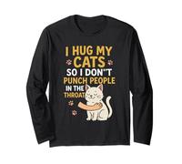 Abbraccio i Miei Gatti per Non Dare Un Pugno alla Gola Maglia a Manica