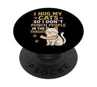Abbraccio i miei gatti per non dare un pugno alla gola PopSockets PopGrip Adesivo