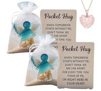 Abbraccio Tascabile Ad Angelo in Memoria Dei Defunti, con Biglietto con Poesia per La Perdita, Spiaggia, Regalo di Condoglianze con Simbolismo Curativo, Decorazioni Funebri(2pcs)
