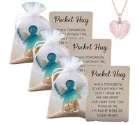 Abbraccio Tascabile Ad Angelo in Memoria Dei Defunti, con Biglietto con Poesia per La Perdita, Spiaggia, Regalo di Condoglianze con Simbolismo Curativo, Decorazioni Funebri(3pcs)