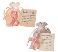 Abbraccio tascabile per la sensibilizzazione sul cancro al seno, regalo ispiratore per le donne, regalo di supporto chemio ispiratore per malati di cancro, croce con nastro rosa con biglietto poesia