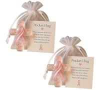 Abbraccio tascabile per la sensibilizzazione sul cancro al seno, regalo ispiratore per le donne, regalo di supporto chemio ispiratore per malati di cancro, croce con nastro rosa con poesia