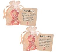Abbraccio tascabile per la sensibilizzazione sul cancro al seno, regalo ispiratore per le donne, regalo di supporto chemio ispiratore per malati di cancro, croce con nastro rosa con poesia